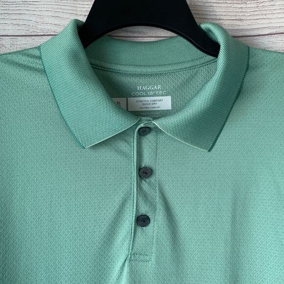 Haggar Cool 18 Tec Green Polo Shirt Stretch Comfort Quick Dry Size XL - Picture 13 of 14